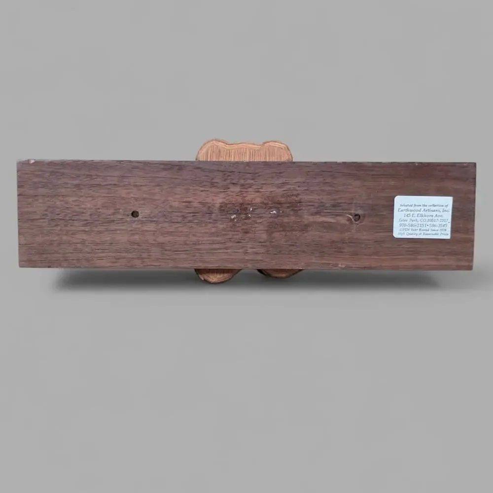 Vintage 90s Intarsia Wood Teddy Bear Wall Hook Rack – Earthwood Artisans, 11x2.5